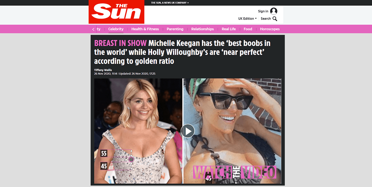 BREAST IN SHOW Michelle Keegan has the ‘best boobs in the world’ while Holly Willoughby’s are ‘near perfect’ according to golden ratio